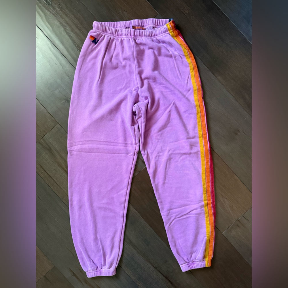 AVIATOR NATION 5 STRIPE SWEATPANTS - NEON PURPLE - SIZE LAGRE